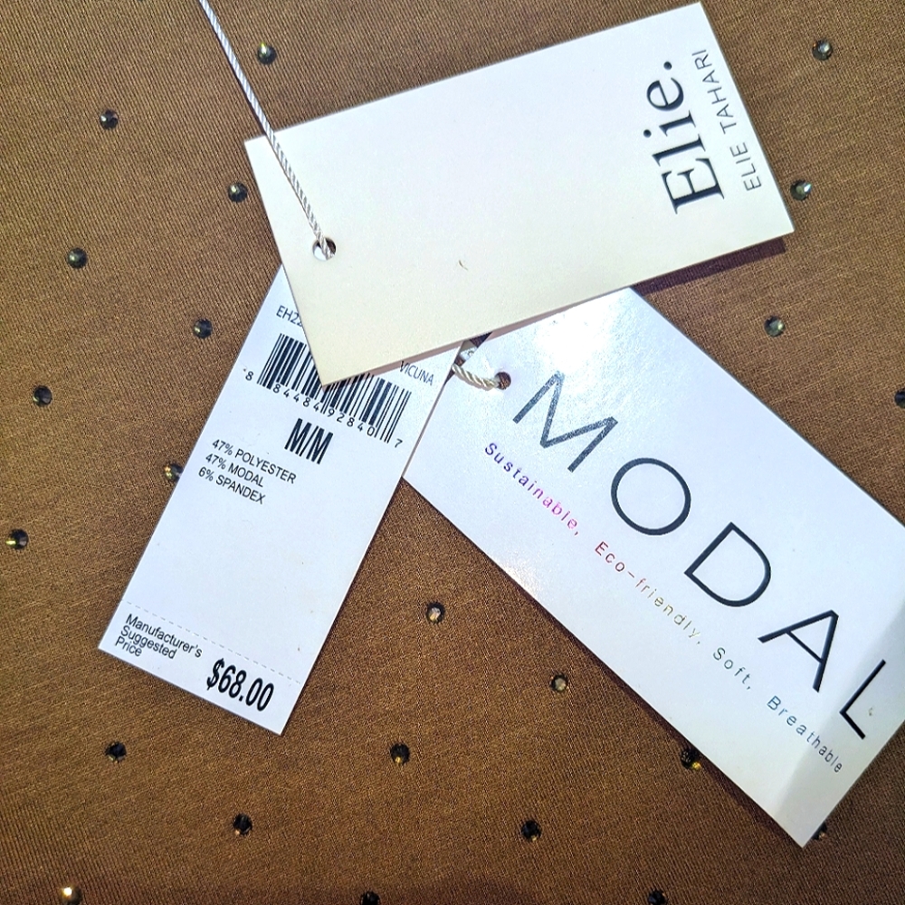Elie Tahari Brown rhinestone Dot Sweater - Picture 5 of 9